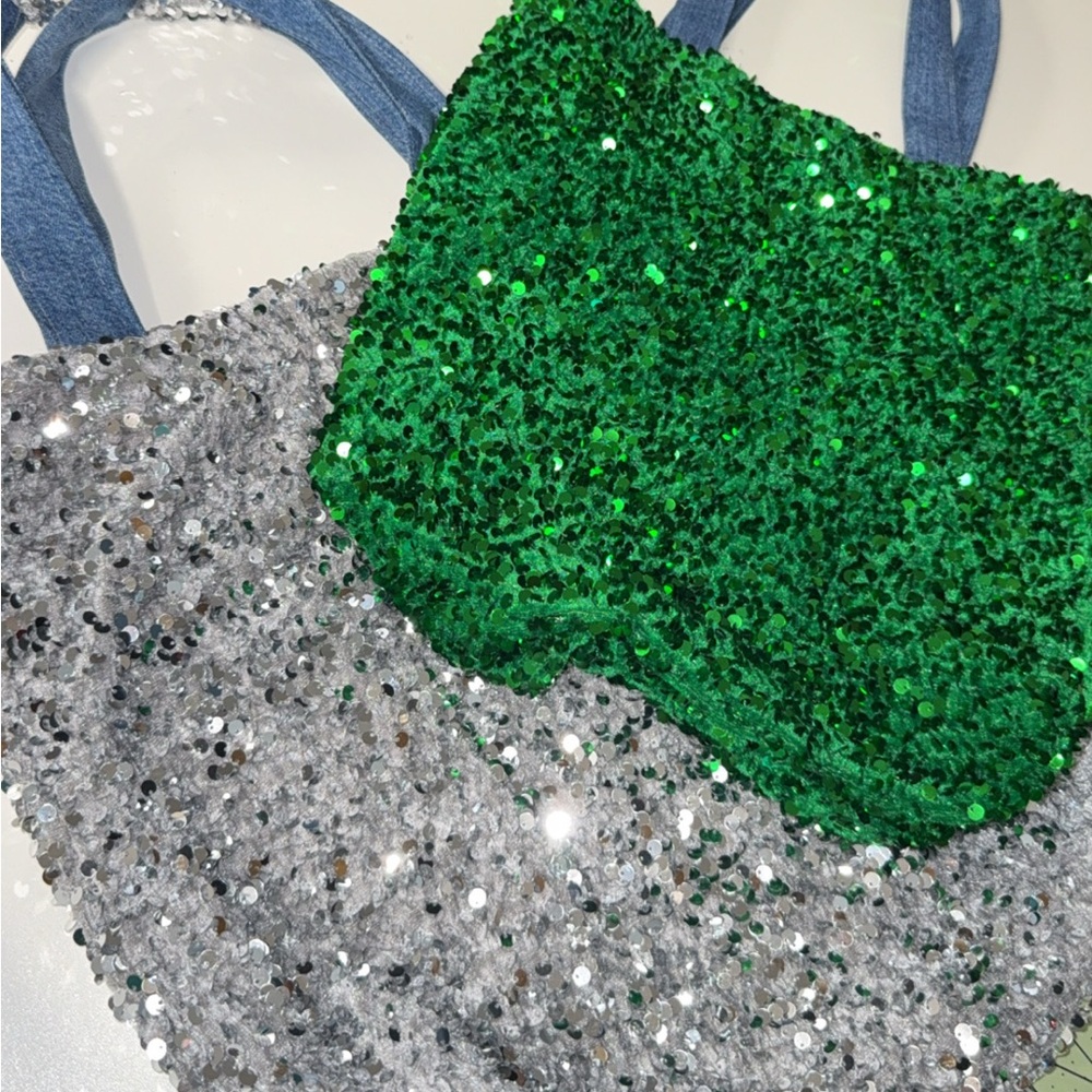 Glamorous Green and Silver Sequin Tote - Picture 3 of 3